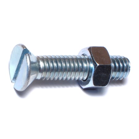 Midwest Fastener 5/16"-18 x 1-1/2 in Slotted Flat Machine Screw, Zinc Plated Steel, 10 PK 60324